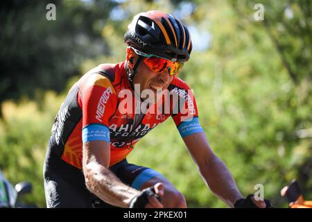 La Asturiana, Euskadi, Spain. 6th Apr, 2023. La Asturiana, Spain, 06th April, 2023: The rider of Bahrain Victorius, Mikel Landa during the 4th stage of the Itzulia Basque Country 2023 between Santurtzi and Santurtzi on April 06, 2023, in La Asturiana, Spain. (Credit Image: © Alberto Brevers/Pacific Press via ZUMA Press Wire) EDITORIAL USAGE ONLY! Not for Commercial USAGE! Stock Photo