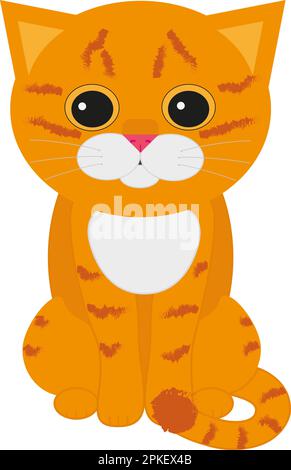 Vector illustration of ginger cat in flat style Stock Vector