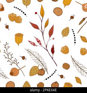 Autumn berries seamless pattern. Hand drawn vector illustration Stock Vector