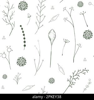 Botanical pale green branches seamless pattern Stock Vector