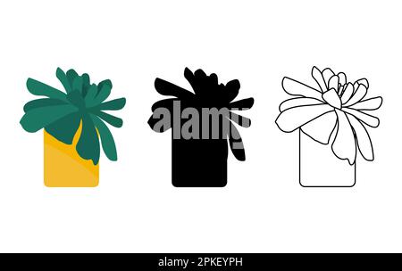 House plants in colors, black and white. Interior Scandinavian design. Design element. Vector illustration Stock Vector