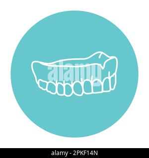 False teeth line icon. Dental prosthetic. Vector illustration Stock Vector