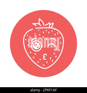 Strawberry kiss color line icon. Mascot of emotions. Pictogram for web page, mobile app, promo. Stock Vector