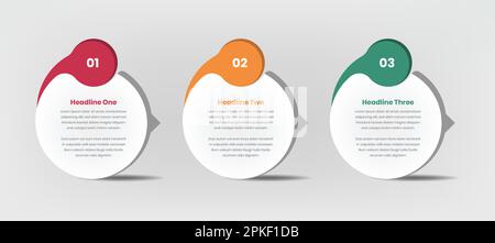Three steps modern infographic data presentation in abstract oval shape Stock Vector