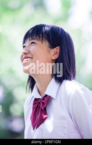 Smiling Junior High School Students Stock Photo