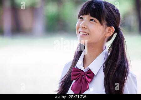 Smiling Junior High School Students Stock Photo