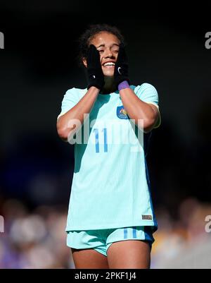 Australia's Mary Fowler during an International Friendly match at Cherry Red Records Stadium, London. Picture date: Friday April 7, 2023. Stock Photo