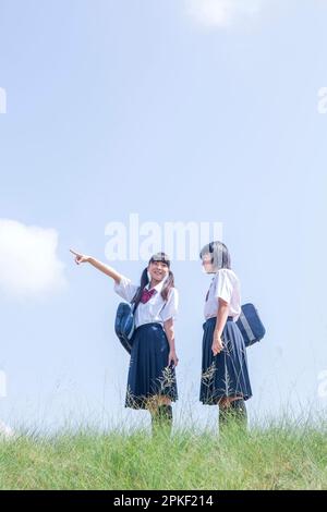Two junior high school students studying together Stock Photo - Alamy