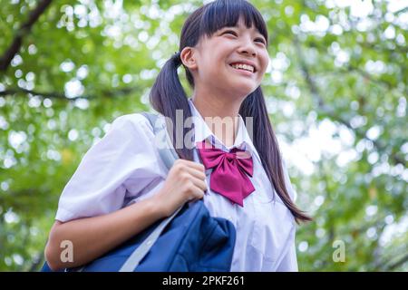 Smiling Junior High School Students Stock Photo