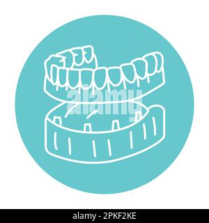 False teeth line icon. Dental prosthetic. Vector illustration Stock Vector