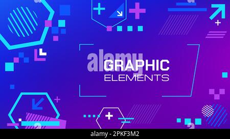 Technology shapes background. Abstract colorful frames with futuristic shapes, modern design banners with geometric shapes. Vector illustration of gra Stock Vector