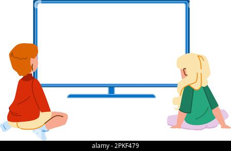 little girl watching tv clipart