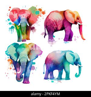 vector watercolor illustration of sacred animal of india cow isolated ...