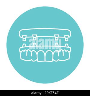 False teeth line icon. Dental prosthetic. Vector illustration Stock Vector