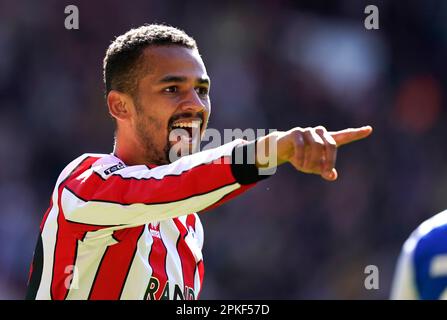 Sheffield, UK. 7th Apr, 2023. lliman Ndiaye of Sheffield Utd celebrates after scoring the opening goal during the Sky Bet Championship match at Bramall Lane, Sheffield. Picture credit should read: Andrew Yates/Sportimage Credit: Sportimage/Alamy Live News Stock Photo