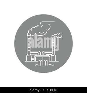 Geothermal factory color line icon.  Pictogram for web page, mobile app, promo. Stock Vector
