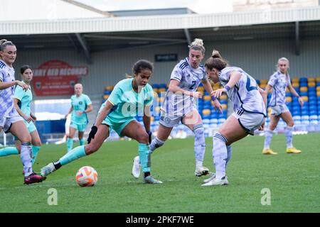 Wimbledon, London, UK. 7 April 2023. MARY FOWLER (Australia)  Commbank Australia Matildas v Scotland Women's national team at the the Cherry Red Records stadium, Plough Lane Wimbledon Credit: amer ghazzal/Alamy Live News Stock Photo