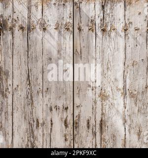 Peeling white paint on a wooden door in Tuscany Stock Photo