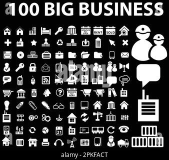 A set of 100 Big Business icons vector illustration Stock Vector