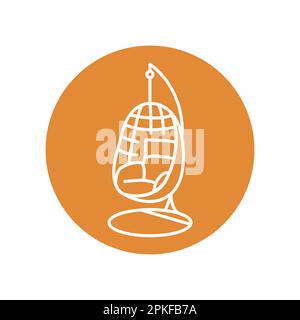 Hanging wicker chair color line icon. Pictogram for web page, mobile app, promo. Stock Vector