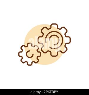 Gears color line icon. Technical works. Download process. System update. Stock Vector