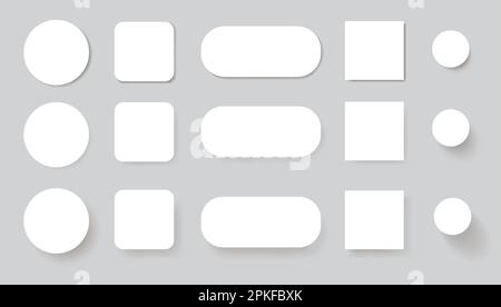 Button shadows. Modern decorative simple and minimalistic user interface icons, simple shapes round and square badges. Vector isolated set of button i Stock Vector