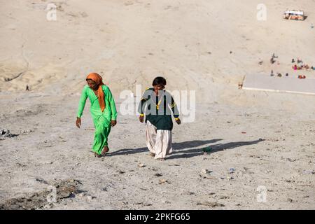 Hingol Pakistan March 2022, Hindu yatris pilgrims visit mud volcanoes which are situated in Sapat village and perform there certain pujas and rituals Stock Photo