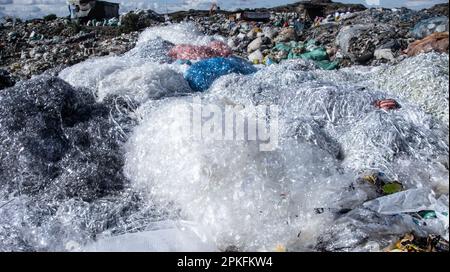 Nairobi, Kenya. 05th Apr, 2023. A heap of plastic trash at Dandora dumping site. With most plastic being single-use and very problematic to recycle, countries especially in global south are struggling to manage the growing waste problem. (Photo by James Wakibia/SOPA Images/Sipa USA) Credit: Sipa USA/Alamy Live News Stock Photo