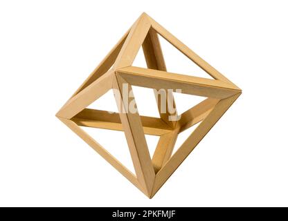 Empty isolated octahedron made of wooden frames isolated on white background Stock Photo