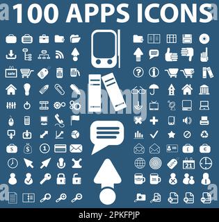 A set of 100 Apps icon vector illustration Stock Vector