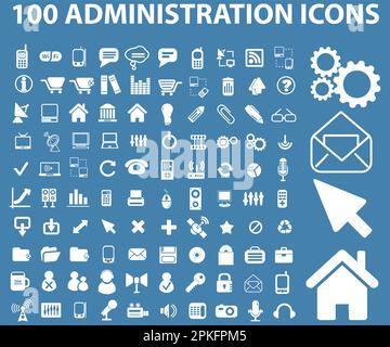 A set of 100 administration icons vector illustration Stock Vector