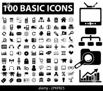 A set of 100 Basic icons vector illustration Stock Vector