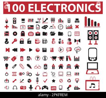 A set of 100 electronics icons vector illustration Stock Vector