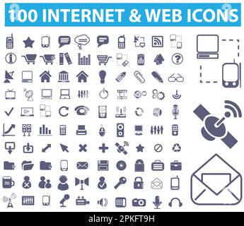 A set of 100 internet and web icons vector illustration Stock Vector