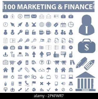 A set of 100 Marketing and finance icons vector illustration Stock Vector