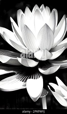 Black and White Lotus Flower Outline Stock Photo - Alamy