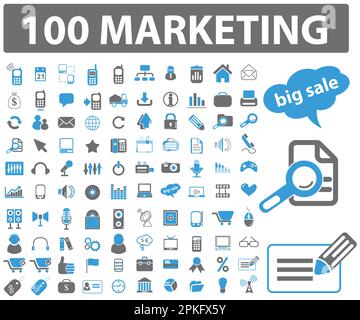 A set of 100 Marketing icons vector illustration Stock Vector