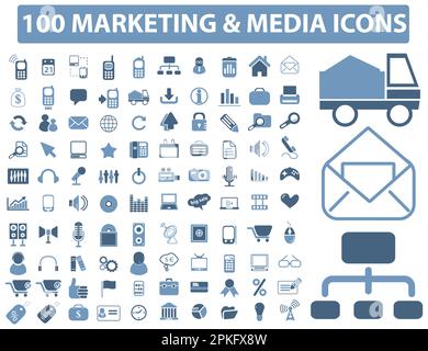 A set of icons for a marketing and media icon vector illustration Stock Vector