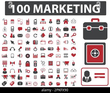 A set of 100 marketing icons vector illustration Stock Vector