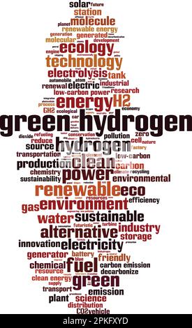 Green hydrogen word cloud concept. Collage made of words about green hydrogen. Vector illustration Stock Vector