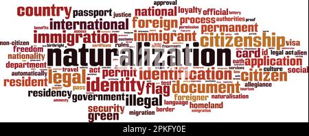 Naturalization, word cloud concept. Collage made of words about naturalization. Vector illustration Stock Vector