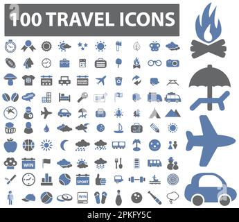 A set of 100 travel icons vector illustration Stock Vector