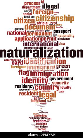 Naturalization, word cloud concept. Collage made of words about naturalization. Vector illustration Stock Vector