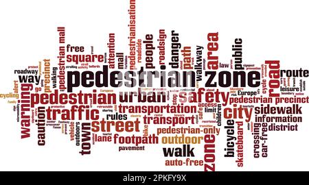 Pedestrian zone word cloud concept. Collage made of words about pedestrian zone. Vector illustration Stock Vector