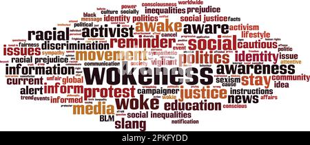 Wokeness word cloud concept. Collage made of words about wokeness. Vector illustration Stock Vector