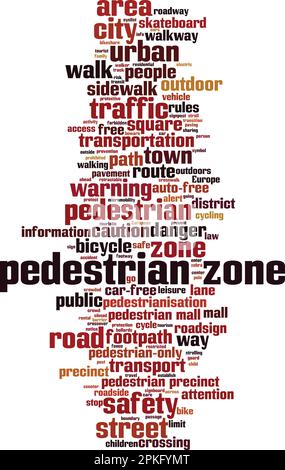 Pedestrian zone word cloud concept. Collage made of words about pedestrian zone. Vector illustration Stock Vector