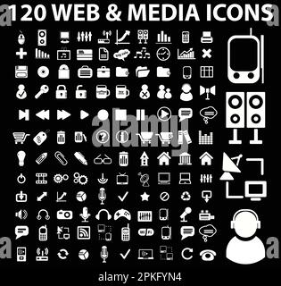 A set of web and media icons vector illustration Stock Vector