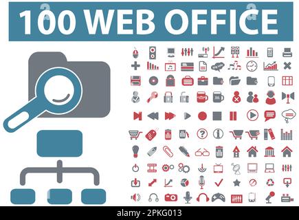 A set of icons for a web office vector illustration Stock Vector