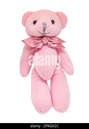 Teddy bear pink isolate on a white background. Selective focus. Baby. Stock Photo