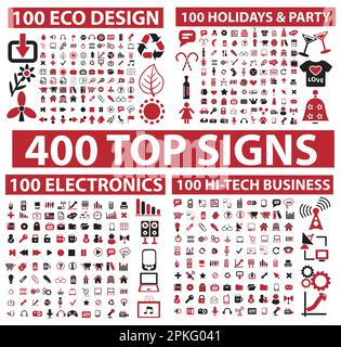 A mega set of 400 icons pack vector illustration Stock Vector